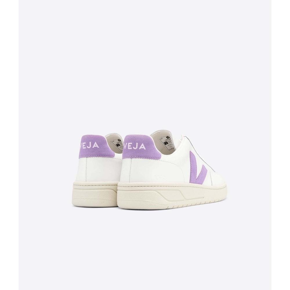 Veja V-12 LEATHER Tornacipő Női White/Purple | HU 677SGL